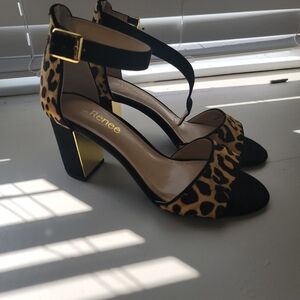 J.Renee, Leopard Ankle Strap Sandal, 81/2W